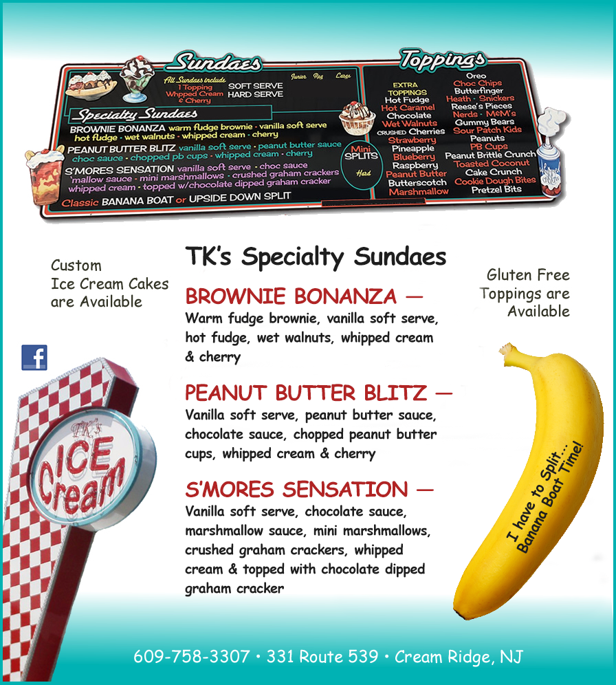 TK's Ice Cream Menu Boards